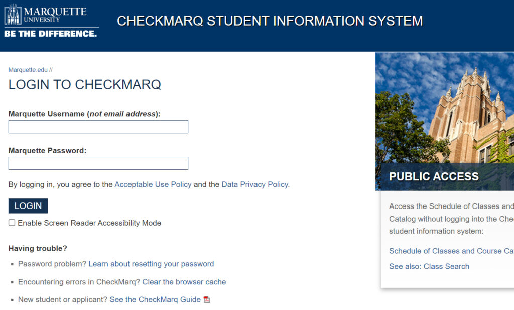 Guest access to grades available | Marquette Today