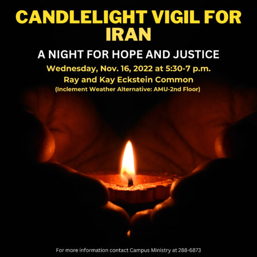 Flyer for Iranian candlelight vigil