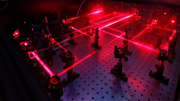 Lasers in a lab.