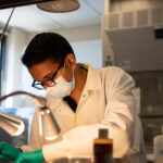 A student in a laboratory.