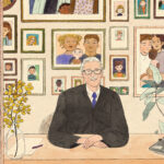 Judge Folely with adopted children illustration