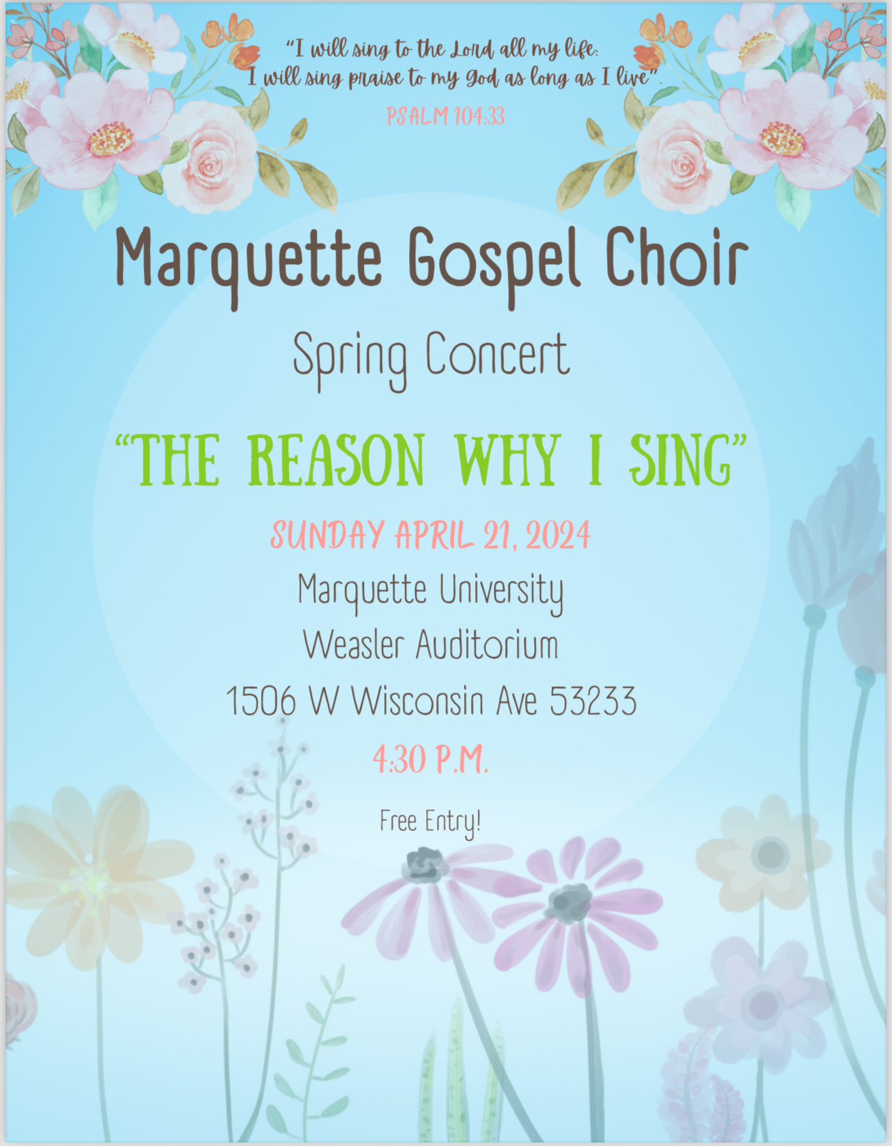 Gospel Choir spring concert, April 21 Marquette Today