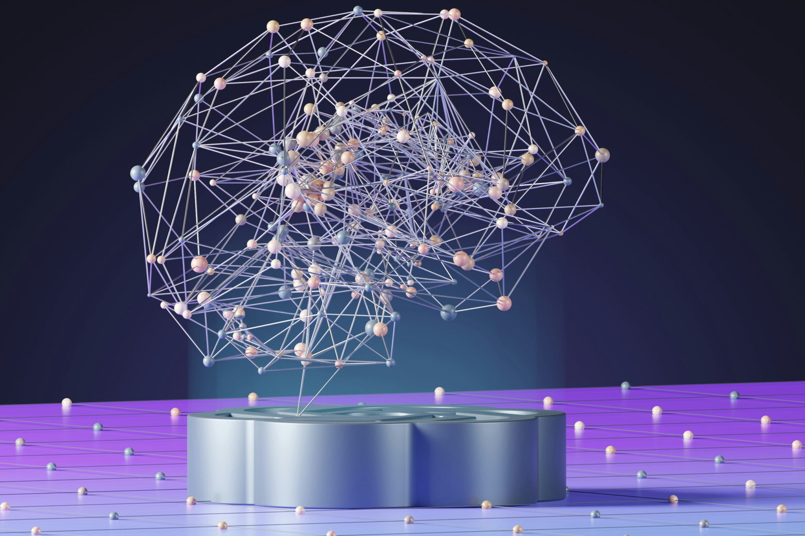 A graphic of neural networks making up a brain shape.