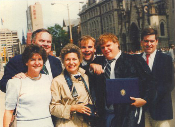 Tom Farley (far right) poses with his family, including Chris (second to right), at Marquette. Photo courtesy of Tom Farley.