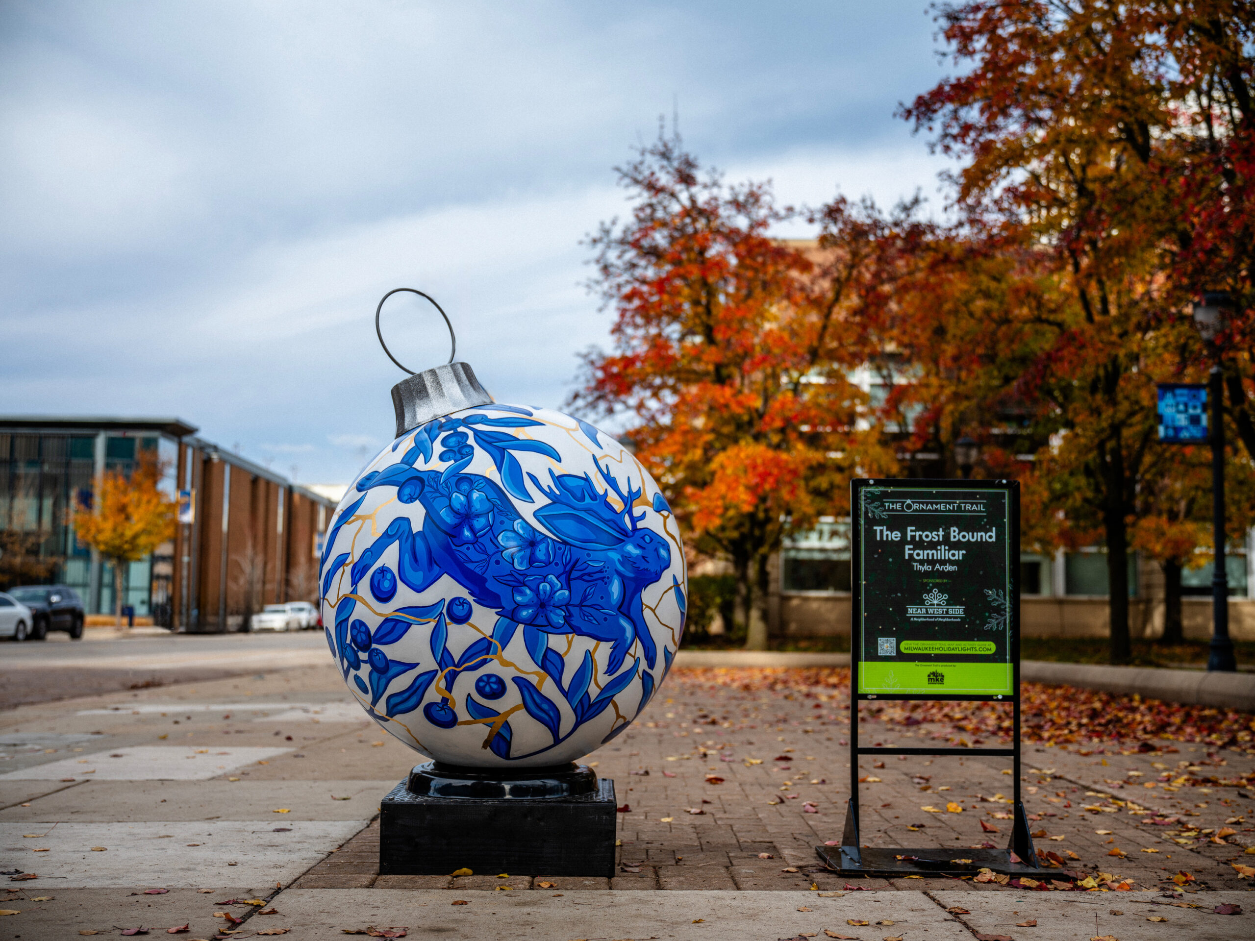 Hand-painted ornament arrives on campus for Milwaukee’s Ornament Trail 