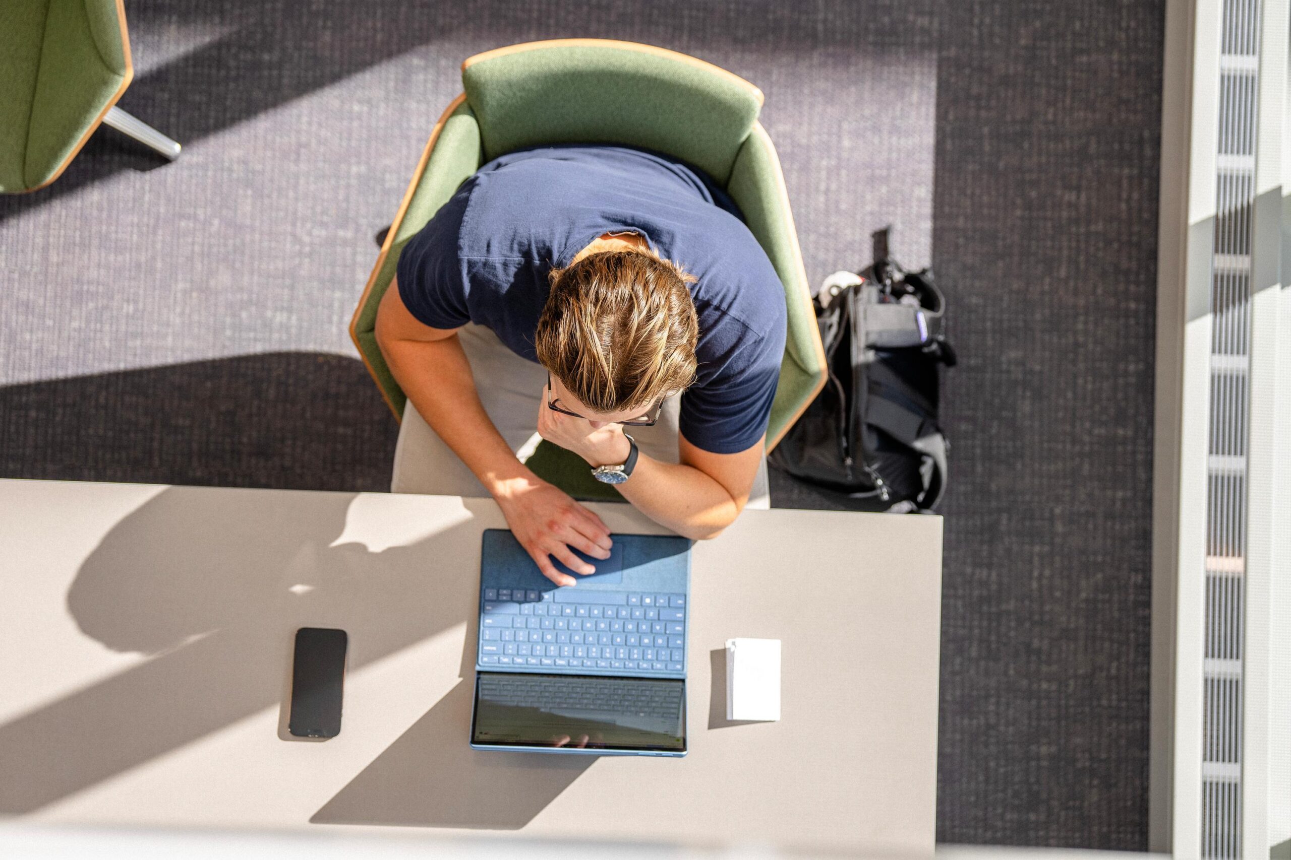 Marquette Business student studying with computer