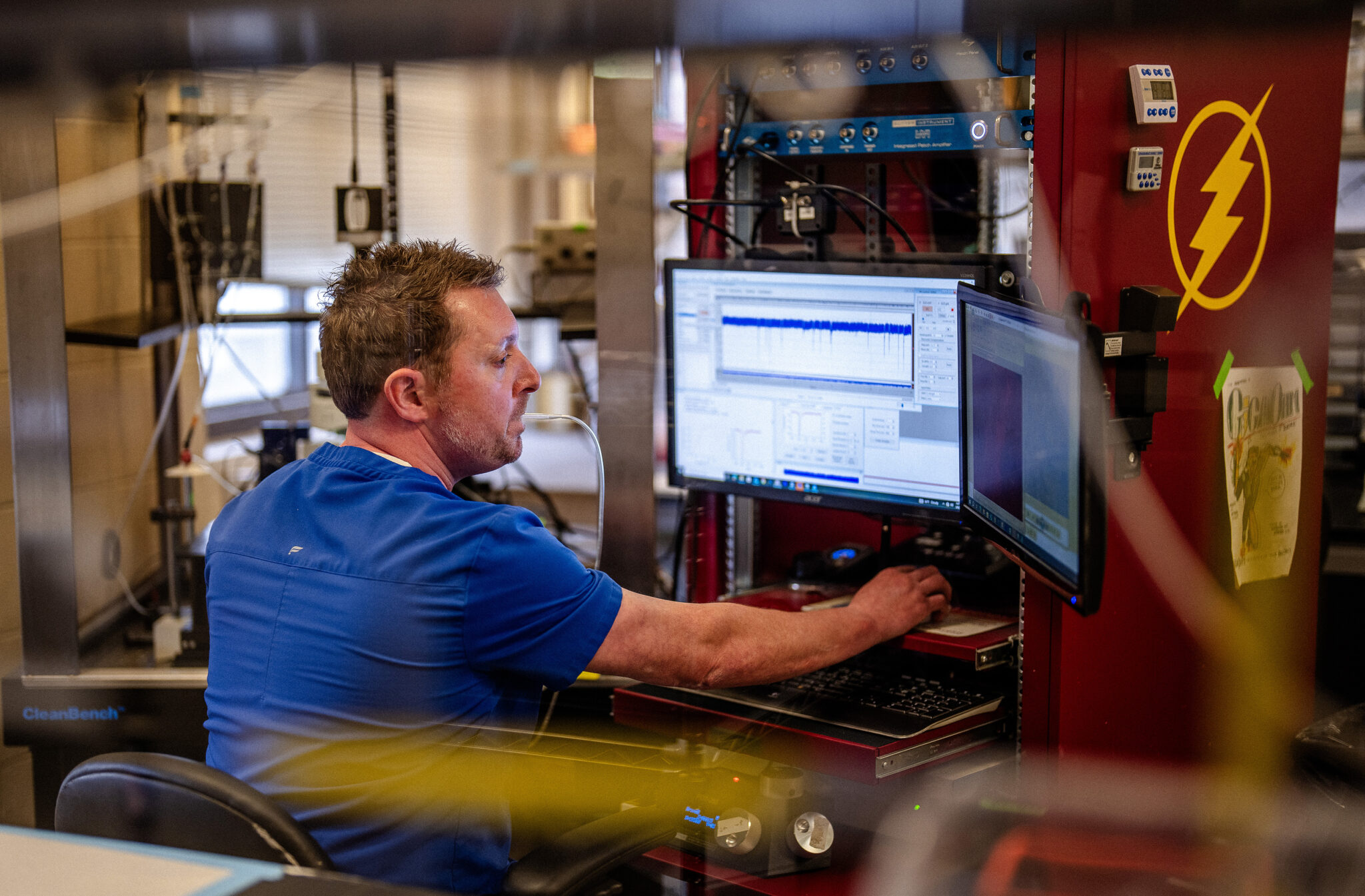 Dr. Matthew Hearing working in a lab