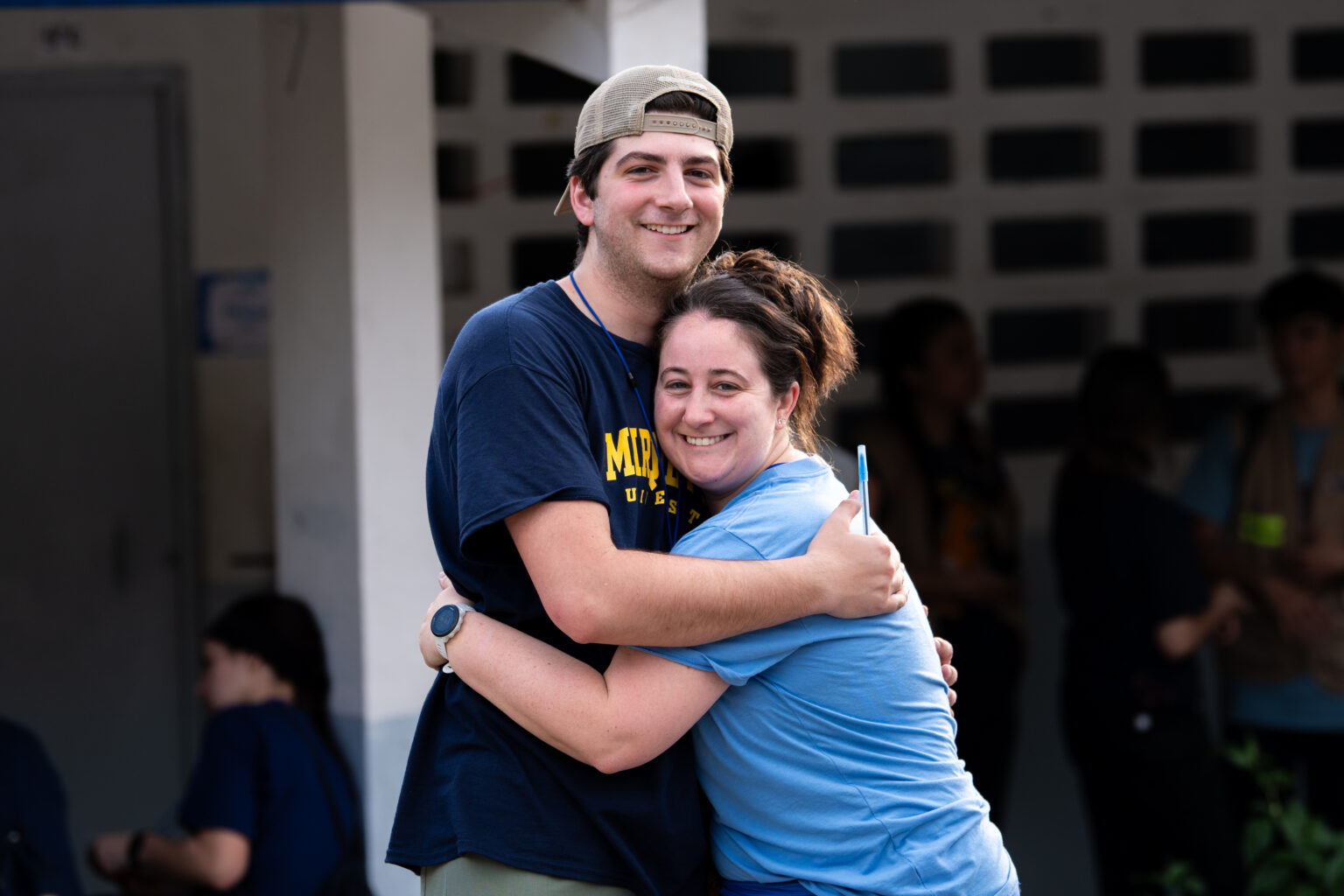 Joe Magnotta hugging his sister Anna.
