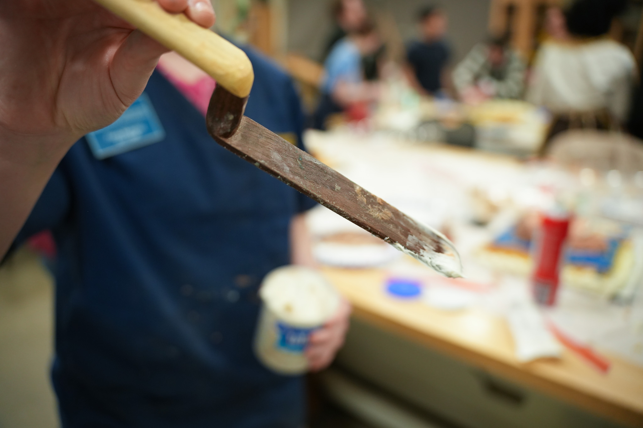 close up of wooden spatula made by student