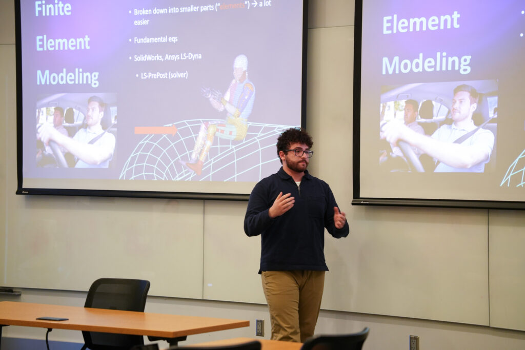 Student presenting research in classroom