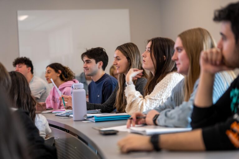 Students in classroom in O'Brien Hall