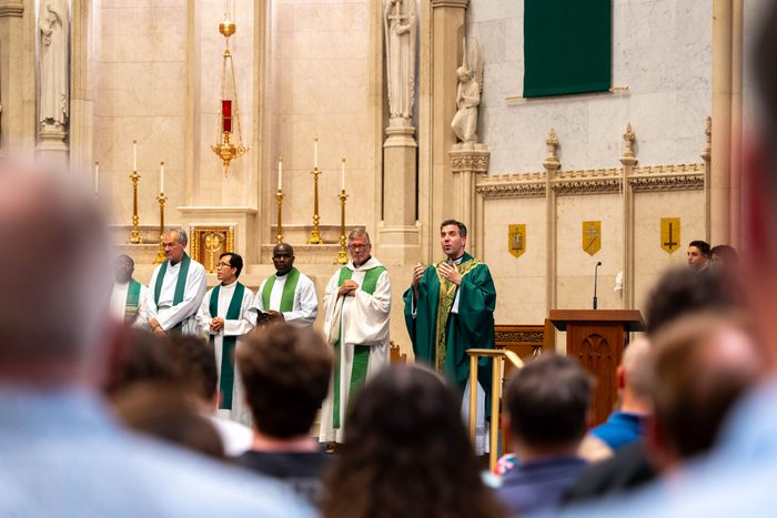Rev. Nick Albin, S.J., presiding at Family Mass.